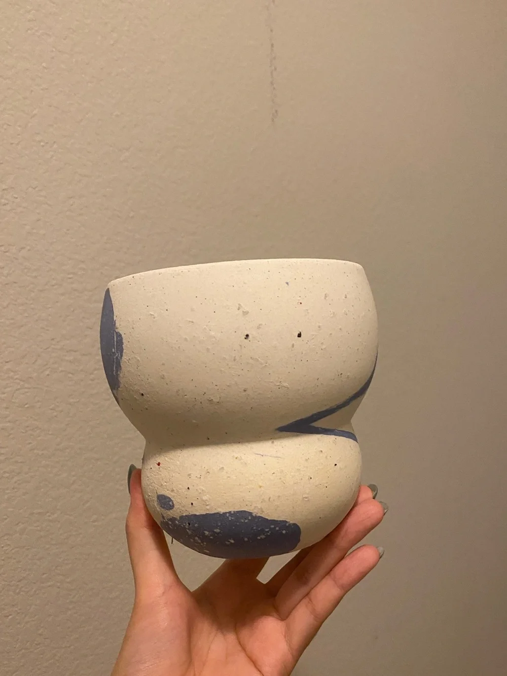 Plant Pot indoor speckled cream ceramic planter Pot + Saucer Set
